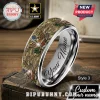 Green brown tan camouflage pattern ring, silver finish, gold Harley-Davidson eagle shield! 