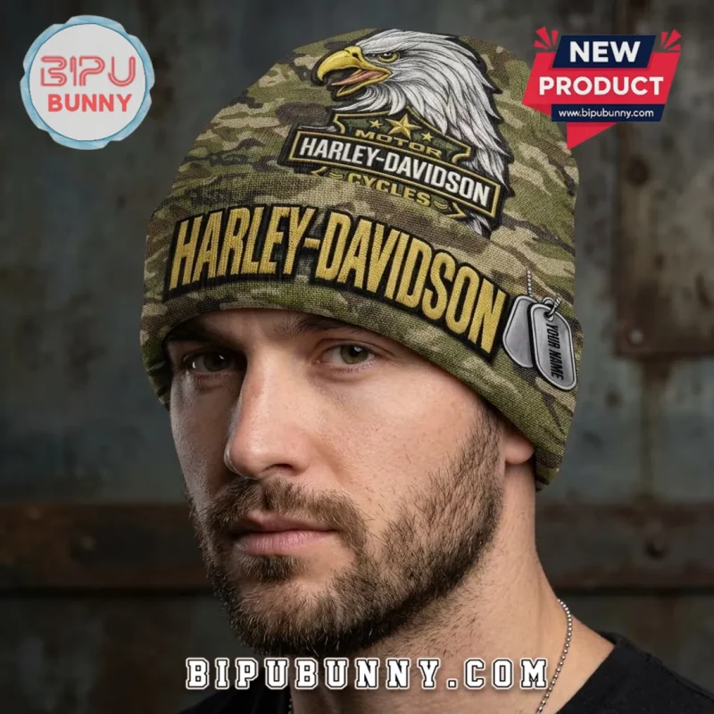 Harley-Davidson U.S. Army Camouflage Eagle Personalized Beanie Hat