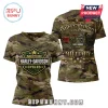 Green camo Harley-Davidson shirt! Front: MOTOR HARLEY-DAVIDSON CYCLES shield logo! Back: vintage 42WLA motorcycle, MILITARY, LIVE FREE RIDE text!