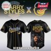 Black Orioles baseball jersey with Harry Styles 'Together' design! Gold, blue, white colors, sporty fashion.!