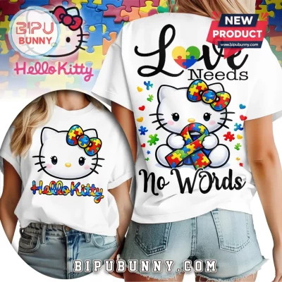 Hello Kitty Autism Awareness Love Needs No Words Puzzle Shirt