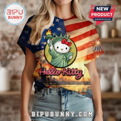 Hello Kitty Stand For Freedom Patriotic 4th of July 3D T-Shirt
