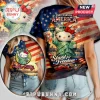 Red, white, blue tee! Hello Kitty Statue of Liberty graphic, text: '250 Years of America' and 'Stand for Freedom'!