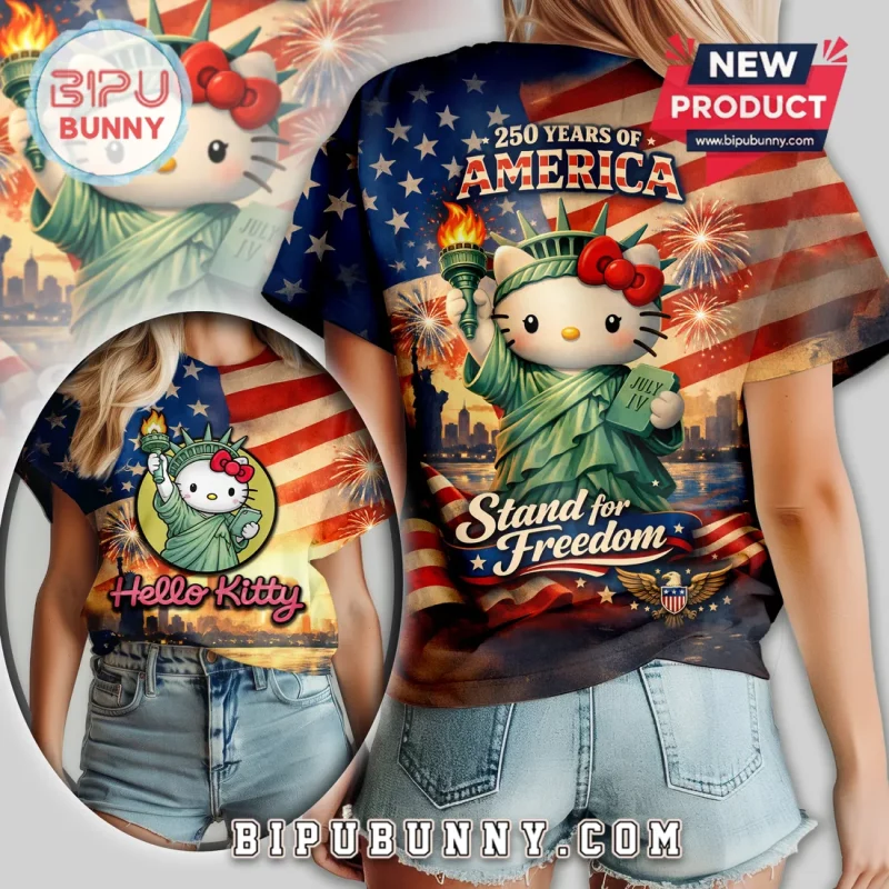 Hello Kitty Stand For Freedom Patriotic 4th of July 3D T-Shirt