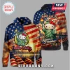 Red, white, blue hoodie. Hello Kitty Statue of Liberty, stars, stripes, text: Hello Kitty, America, Stand for Freedom, July IV!
