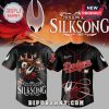 Black Hollow Knight Silksong baseball jersey featuring 'Dodgers' text and character art!