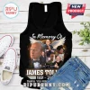 Black memorial tank top with actor James Tolkan collage, wings, dates 1931-2021, and 