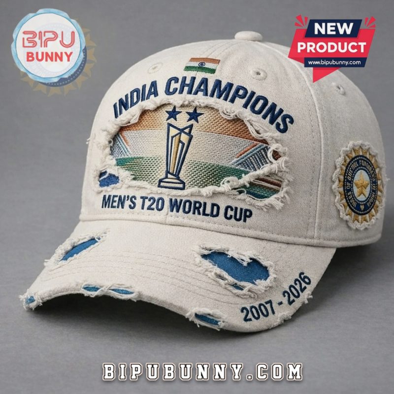 India Cricket Champions 2007-2026 T20 World Cup Distressed Cap