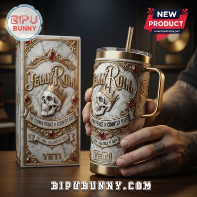 Jelly Roll Crown Prince Gold & Marble YETI Travel Tumbler