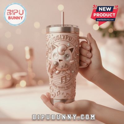 Jigglypuff 3D Kawaii Pokemon Musical Theme Premium Stainless Steel Tumbler