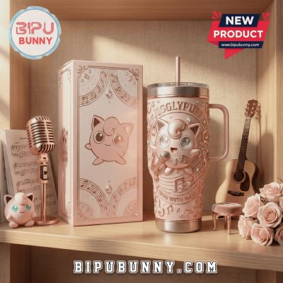 Jigglypuff 3D Kawaii Pokemon Musical Theme Premium Stainless Steel Tumbler