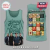 Mint green Jimmy Eat World tank. Front has band photo, script 