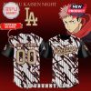 Jujutsu Kaisen Night baseball jersey featuring 'Dodgers' text and custom name/number option.!