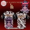 Sukuna Jujutsu Kaisen Night baseball jersey featuring Sukuna and the Los Angeles Dodgers logo.!