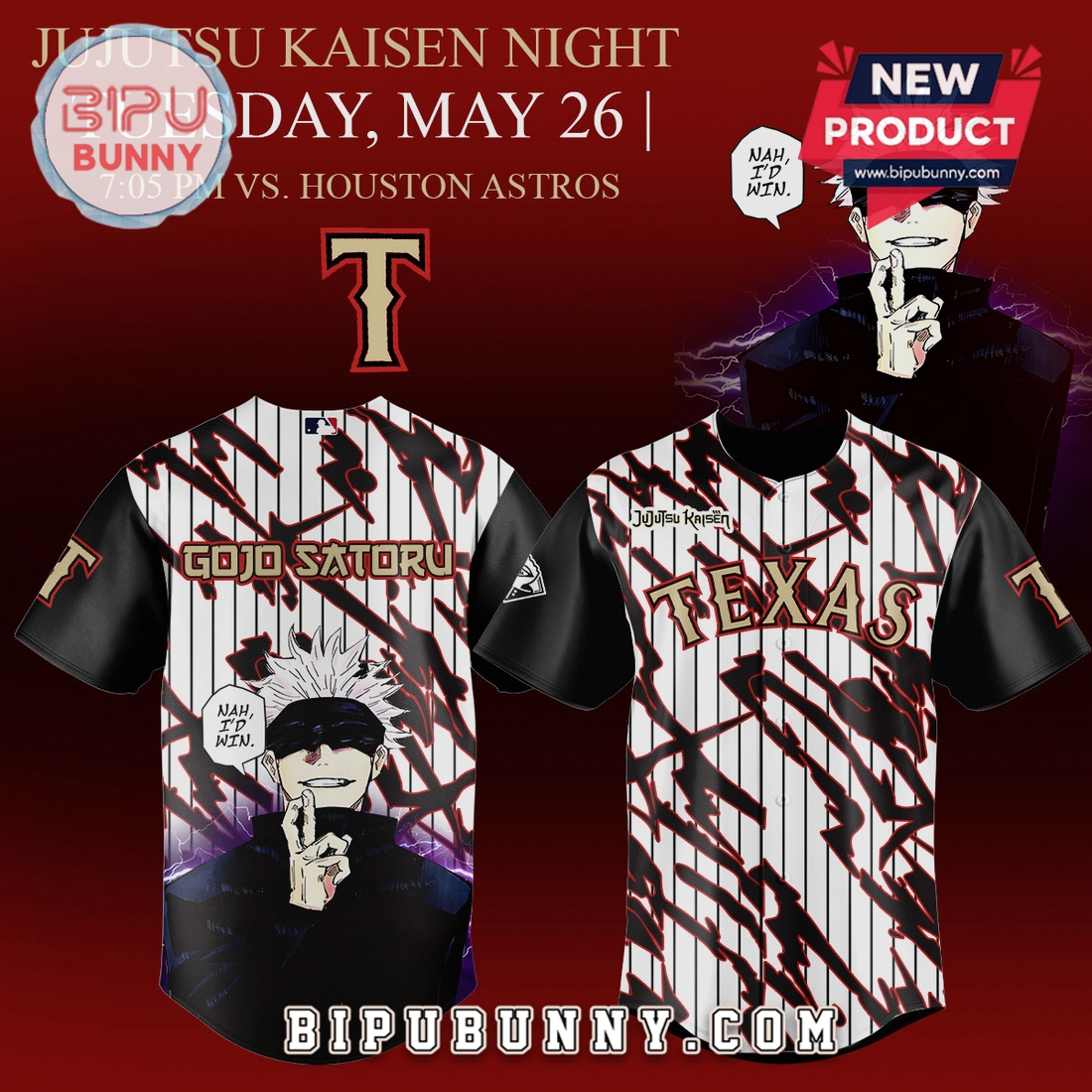 Jujutsu Kaisen MLB Team Inspired Gojo Satoru Design Baseball Jersey Jujutsu Kaisen MLB Team Inspired Gojo Satoru Design Baseball Jersey