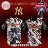 Jujutsu Kaisen baseball jersey, black, white, and gold, featuring 'Yuta Okkotsu' and 'Yankees' text!
