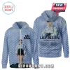 Light blue polka dot zip-up hoodie featuring Lily Allen image and 'Lily Allen Performs West End Girl' with tour dates!