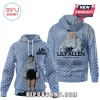 Light blue polka dot hoodie with Lily Allen photo and 