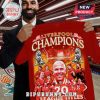 Red t-shirt with Liverpool Champions design featuring lions, crown, players and '20 League Titles' text!