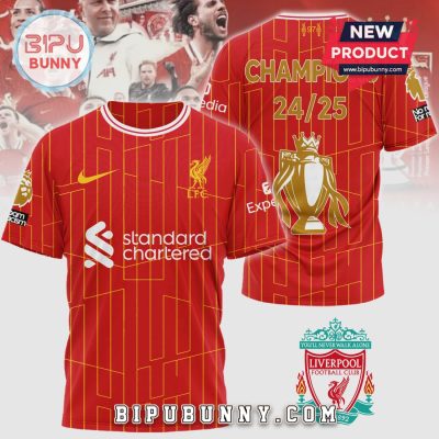 Liverpool Champions 24 25 Premium Football Club Crest Shirt