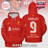 Red Liverpool hoodie with 'DARWIN 9' text! 'Standard Chartered' & soccer club logos on the front!