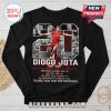 Black long sleeve shirt featuring Diogo Jota with Liverpool FC stats and achievements printed on the front.!