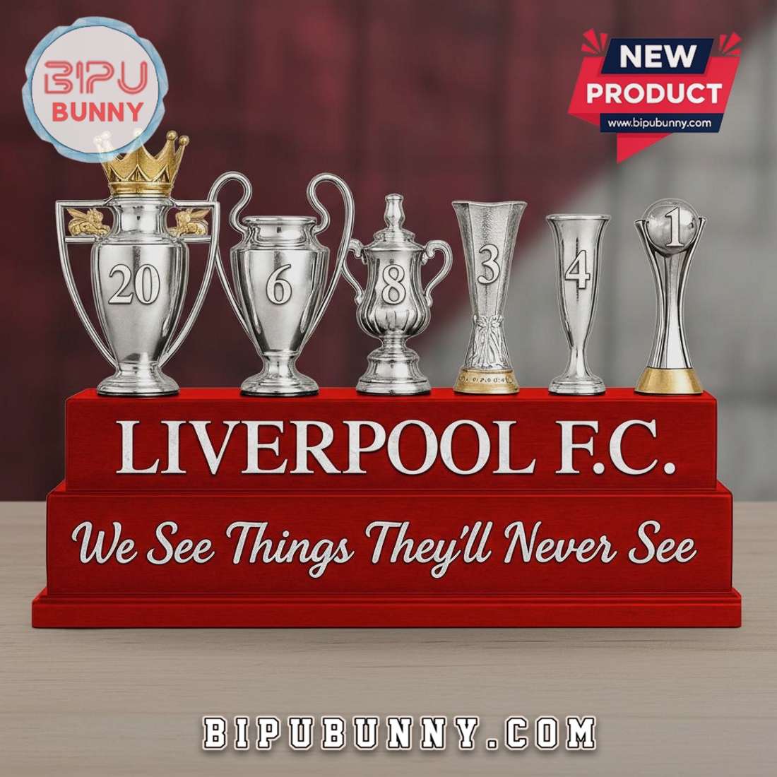 Liverpool FC Champions Trophies We See Things Display Statue Liverpool FC Champions Trophies We See Things Display Statue