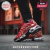 Red and gold sneakers with 'You'll Never Walk Alone' text and Liverpool FC logo detail!