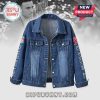 Denim jacket with Liverpool FC theme, featuring 'You'll Never Walk Alone' and 'Rest In Peace (1996-2023)' texts.!