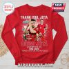 Red long sleeve shirt featuring Diogo Jota, Liverpool FC player, with text 'Thank You, Jota' and 'Liverpool FC 1996-2025'.!
