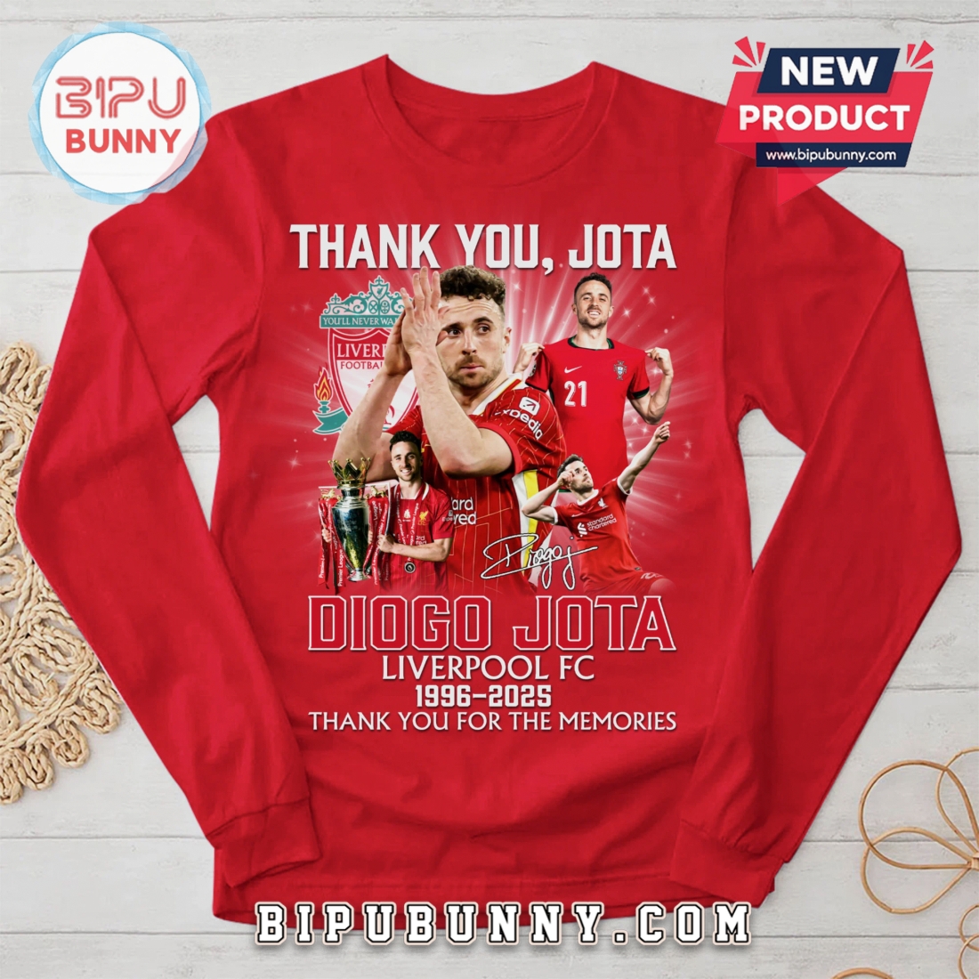 Liverpool FC Jota Thank You, Memories Graphic Soccer Supporter T-Shirt Liverpool FC Jota Thank You, Memories Graphic Soccer Supporter T-Shirt