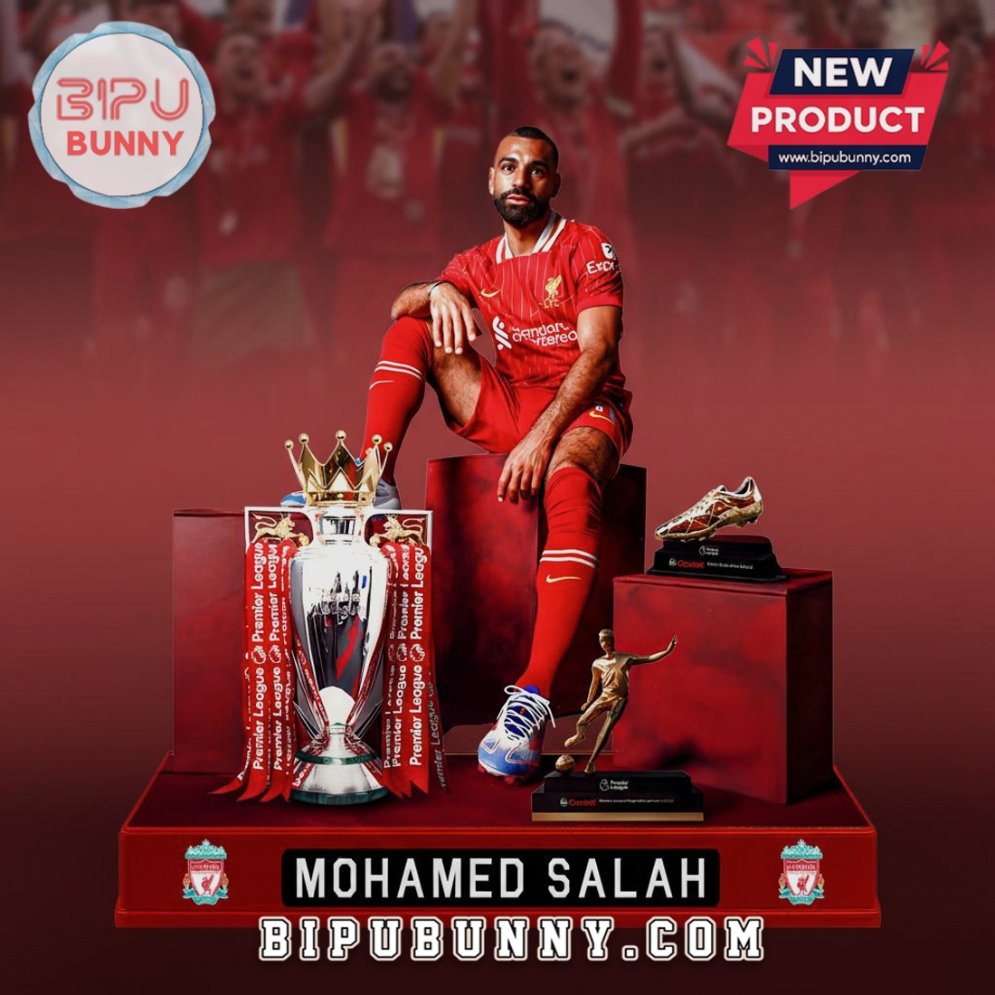 Liverpool FC Mohamed Salah Premier League Trophy Figurine Liverpool FC Mohamed Salah Premier League Trophy Figurine