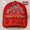 Red cap with Liverpool Premier League Champions design featuring player images and signatures.!