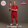 Red Liverpool soccer uniform featuring 'Standard Chartered' logo and Premier League trophy! Show LFC pride!
