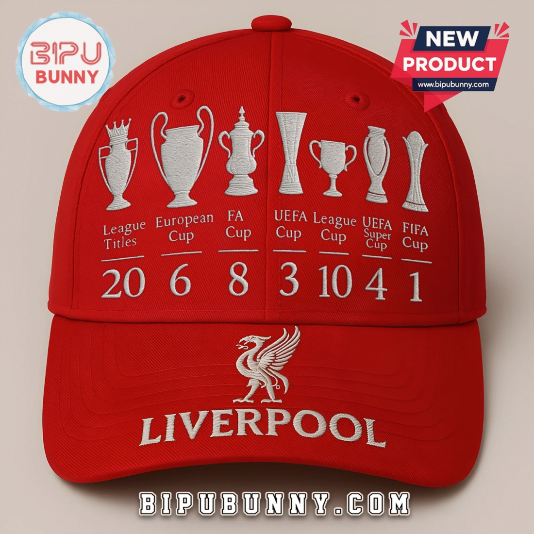 Liverpool FC Titles Embroidered Baseball Cap Liverpool FC Titles Embroidered Baseball Cap