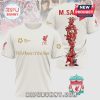 White t-shirt with Liverpool Football Club logo, PFA Awards 2025, and stacked player image on the back.!