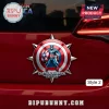 Red, white, blue Captain America shield car emblem, comic style, metallic starburst border, 'CAPTAIN AMERICA EDITION' text!