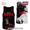 Black tank top, red Daredevil text, Born Again Season 2 print! Marvel tee!