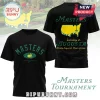 Black tee with green 'Masters' text, golf course map. 'Augusta' text. Golf vibe!