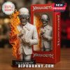 Megadeth bust statue, white suit, skull face, burning side, red box. 'Megadeth' text. Bipubunny product!