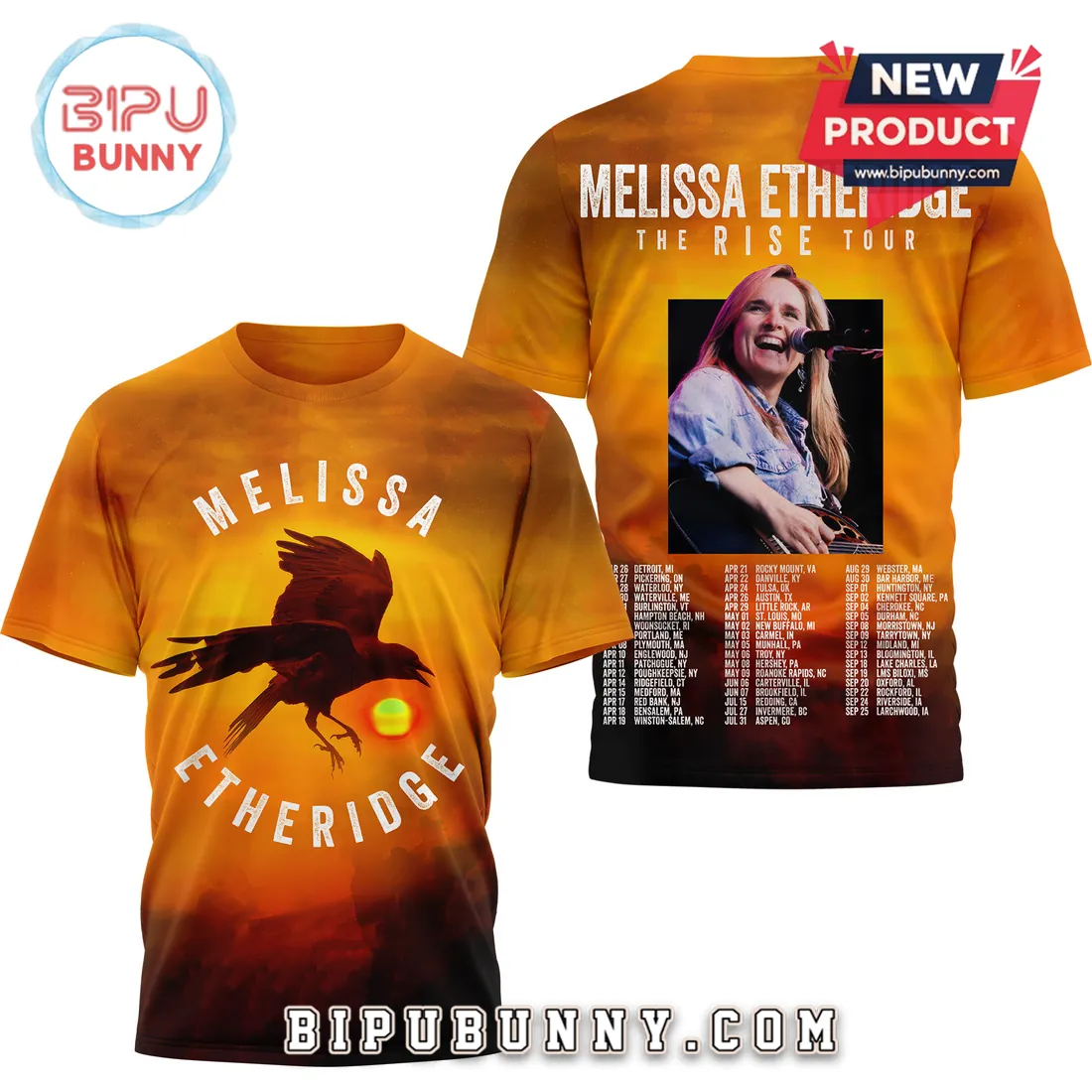 Melissa Etheridge The Rise Tour Crow Sunset Graphic 3D T-Shirt Melissa Etheridge The Rise Tour Crow Sunset Graphic 3D T-Shirt