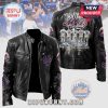 Black leather jacket featuring NY Mets logos and player graphics on the back.!