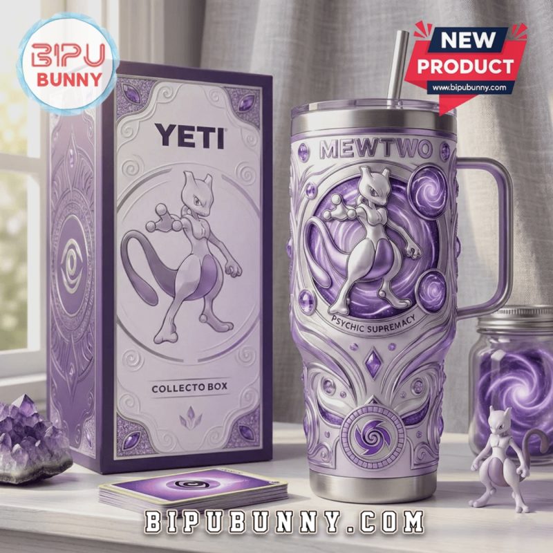 Mewtwo YETI Collecto Box – Psychic Supremacy – Premium Stainless Steel Tumbler