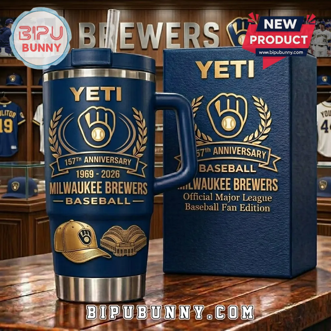 Milwaukee Brewers Anniversary Commemorative 3D Edition Handle Tumbler Milwaukee Brewers Anniversary Commemorative 3D Edition Handle Tumbler