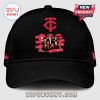 Black cap featuring a red BTS logo, group photo, member names, and 