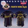 Fourth Wing Night baseball jersey featuring a dragon and the text 'Sorrengail'.!