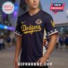 A baseball jersey with a Dodgers design, featuring the team name and logo.!
