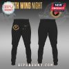 Black sweatpants with scale pattern, SF logo, and golden bat design. 'NORTH WING NIGHT' text overlay.!