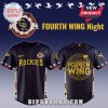 Fourth Wing Night baseball jersey featuring Rockies logo and dragon scale pattern.!