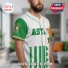 Houston Astros baseball jersey, white/green/orange, with shamrocks, and 'ASTROS' text! St. Patrick's Day style!